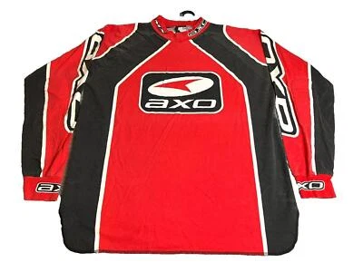 复古 AXO 球衣成人大号红色黑色越野摩托车赛车 MX Zero 男式 — 第 1/4 张图片