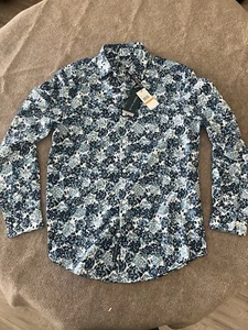 Perry Ellis Freizeithemd, Stretch Größe S blau mit abstraktem Design - Bild 1 von 3