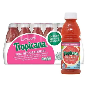(24 Pack) Tropicana 100% Juice Ruby Red Grapefruit, Vitamin C Rich, 10 Fl Oz - Picture 1 of 7