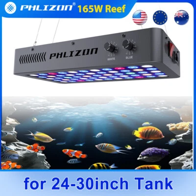 PHLIZON 165W Full Spectrum LED Aquarium Lights Saltwater Fish Tank Light for Coral Reef
