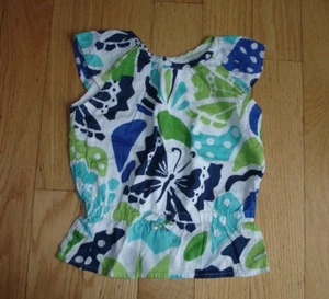 Camisa Top Niñas GYMBOREE Mariposa Talla 4 ~ Primavera Verde Azul Blanco - Imagen 1 de 1
