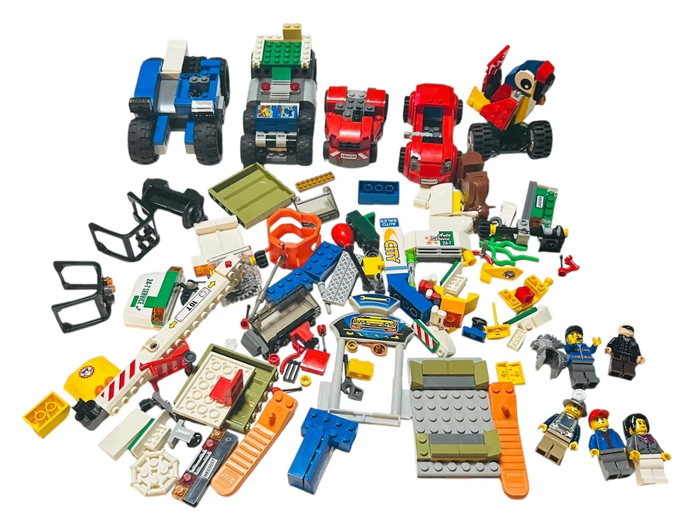 Lego Ladrillo Mezcla Piezas Lote De 4 Coches 5 Figuras 1 Loro Piezas Mixtas Surtidas Foto 1 de 4
