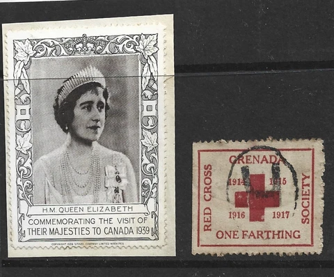 GRENADA RED CROSS 1917 + QUEEN ELIZABETH CANADA 1939 Cover