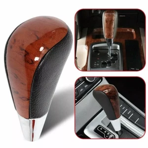 Black Leather Walnut Wood Gear Shift Knob Stick Shifter Lever For Toyota Lexus - Foto 1 di 8
