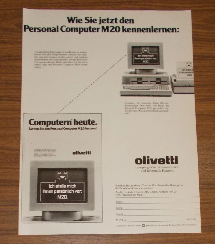 Seltene Werbung OLIVETTI M20 Personal Computer #1 1983 - Image 1 of 1