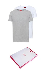 Neu Hugo Boss Herren 2er-Pack weiß grau rund um den Rundhalsausschnitt Baumwolle Jeans T-Shirt groß - Bild 1 von 21