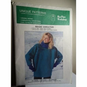 MacPhee Workshop Unique Patterns 485 Magic Sweater UNCUT! Vintage - Picture 1 of 6
