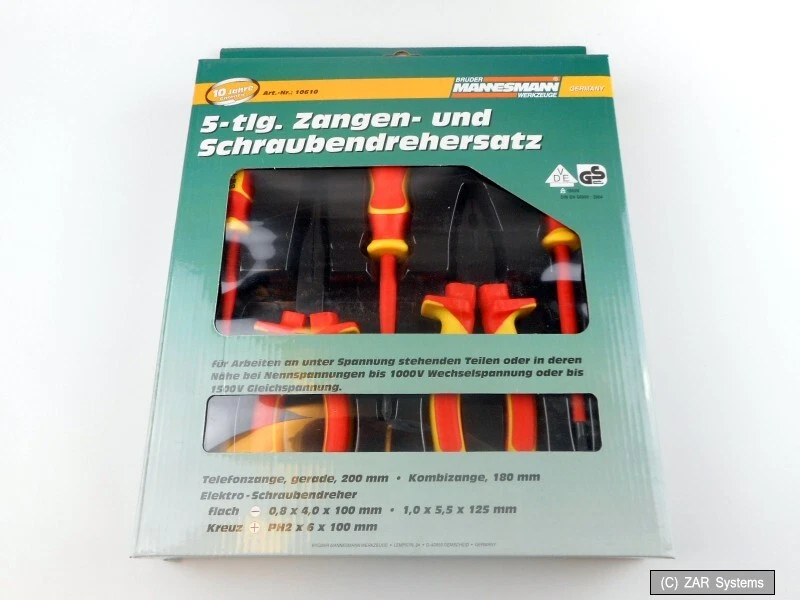 Bruder Mannesmann M10610 Pliers and Screwdriver Set 5-Piece, VDE Tested - Image 1 of 1