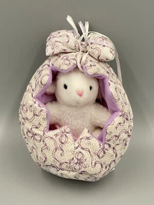 Small 5” Baby Lamb Sheep W/ Pink Diaper Plush In 7” Cloth Egg Shaped W/ Bow - Picture 1 of 8