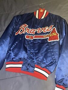 Vintage Starter Satin Atlanta Braves Jacket Size M 