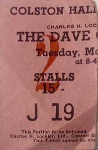 Dave Clark 5 Kinks Hollies May 1964 Bristol Concert Ticket Original - Imagen 1 de 5
