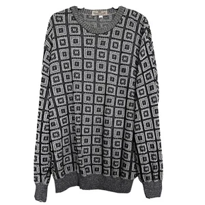 Pronto Uomo Herren Gr. XL Rundhals Pullover Leinenmischung Made in Italy Geo Print - Bild 1 von 8