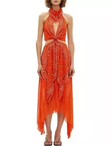 DION LEE Size 10 AU / US 6 Bandana Knot Dress Red Asymmetric Hem Cut Out Y2K - Bild 1 von 20