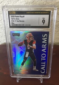 2020 Panini Playoff JOE BURROW RC Call To Arms BLUE PRIZM CSG 9 MINT ( ONLY 1 ) - Picture 1 of 2