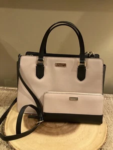 Kate Spade NY LAUREL WAY REESE SATCHEL Crossbody Pink-Black Wallet & Bag Set NEW - Picture 1 of 14