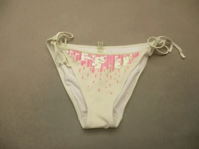 Victoria's Secret Size M Womens Ivory High-Cut Sequined Cheeky Bikini Bottom 8M - Image 1 of 4
