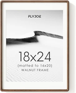 18X24 Picture Frame, Natural Solid Walnut Wood Photo Collage Frame with HD Tempe - Picture 1 of 8