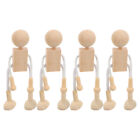  12 Pcs M Wooden Child Robots to Paint Toys for Kids Doll Figurines