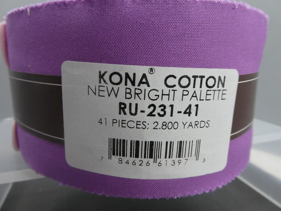 Robert Kaufman Kona Cotton Solids Bright Palette Jelly Roll up Set of 41
