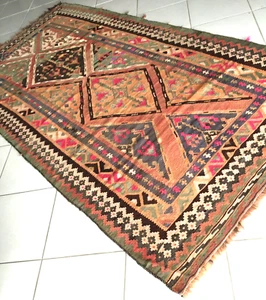 Perserteppich Kelim Alte Kashkai Handgewebte Qashqai Orient Teppich Rosa - Bild 1 von 18