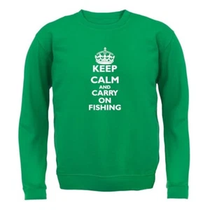 Keep Calm And Carry On Fishing - Kids Hoodie / Sweater - Fisherman Fish Angling - Picture 1 of 20