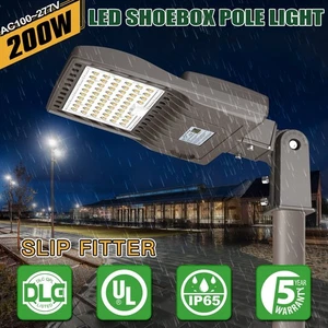 200W LED Parking Lot Lights Commercial Slip Fitter DLC Listed 28000LM 100-277VAC - Picture 1 of 11