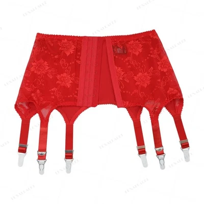 Stylish Soft Satin & Lace Garter Belt with 6 Adjustable Suspender Belt Underwear - Image 1 of 4