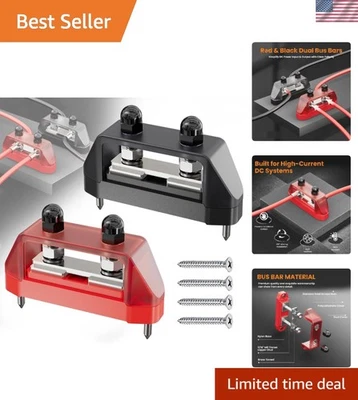 Power Distribution Block 12V 250A Bus Bar 4 x 5/16" Stud Marine, 6 x #8 Screws - Image 1 of 4