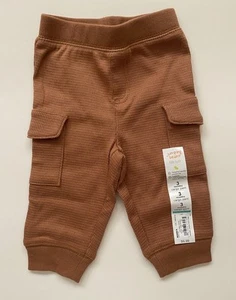 Jumping Beans Baby Bean 3 Months Cargo Knit Pants 210 Carm. Coffee New with Tags - Picture 1 of 5