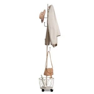 Coat Rack Freestanding, Cream White Metal Coat Rack Stand, Coat Tree with 6 H... - Bild 1 von 6
