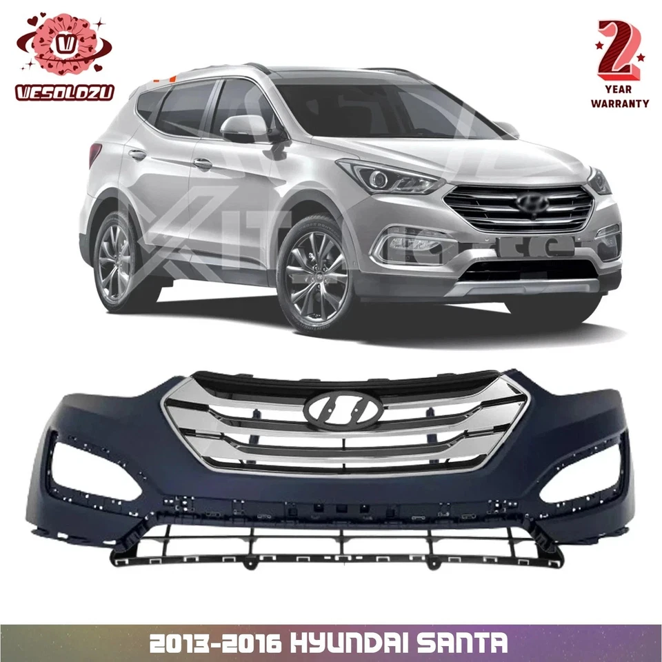 Conjunto de cubierta de parachoques delantero fascia y rejilla cromada para Hyundai Santa 2013-2016 Foto 1 de 4