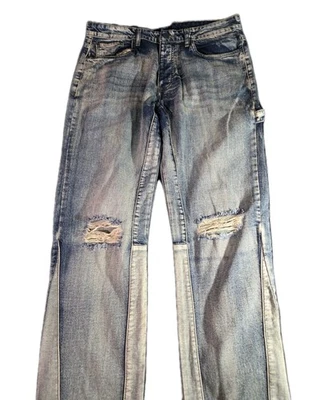 New Boohoo Man Tall Straight Rigid Denim Jeans Size 36x34 Pants Antique Wash - Image 1 of 4