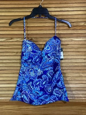 Lauren Ralph Lauren Women’s Size 14 Blue Paisley Tankini Swim Top ZP-1279R - Image 1 of 3
