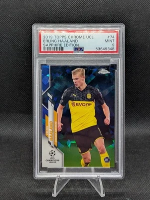 2019-20 Topps Chrome Erling Haaland UCL Sapphire RC PSA 9 Card #74 - Image 1 of 2