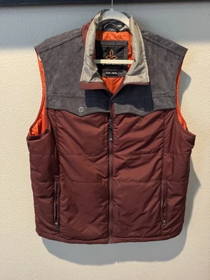 Prana Puffer Vest Mens Medium Orange Corduroy Henna Hoffman Full Zip EUC - Image 1 of 4