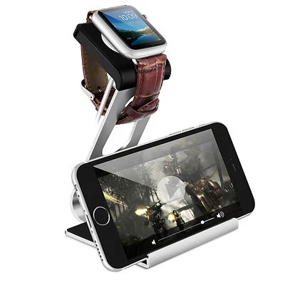 Soporte de aluminio para estación de carga Apple IWatch iPhone X 8 7 6 plateado Foto 1 de 4