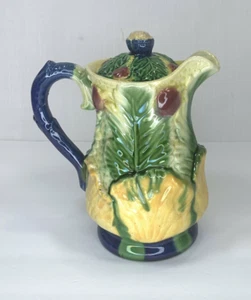 Antique WW1 Made In Japan Hand Painted Pottery Tea/ Cocoa Pitcher With Lid - Picture 1 of 9