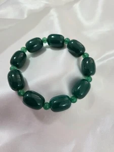 13 mm 100 % Natürlich Grün Agata Stein Edelstein Perlen Armband Armreif 7,5 Zoll - Bild 1 von 1