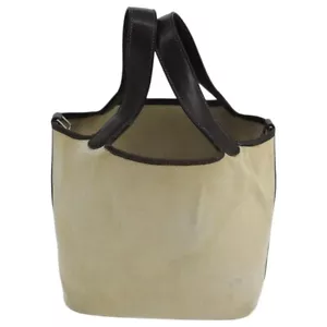 Auténtico bolso de mano de lona beige Hermès Picotin - Imagen 1 de 19