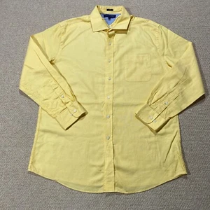 Tommy Hilfiger Dress Shirt Mens Large 16.5 Slim Fit Yellow Formal Button Down - Picture 1 of 12
