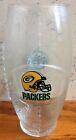 Miller Lite Beer Wisconsin Green Bay Packers NFL Football Shaped Glass 6-3/4" T