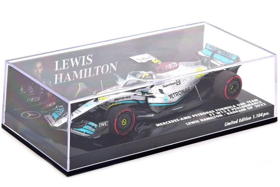 Minichamps 1:43 Scale Mercedes AMG Petronas F1 Lewis Hamilton W13 Bahrain 2022 - Image 1 of 1