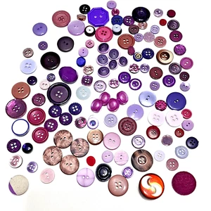 VTG Buttons Lot Purple Grandma Early Plastic Glass Mauve Lilac Lavender Pink - Bild 1 von 21