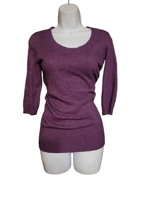VERTIGO Size Small Rib Knit Long Sleeve Sweater Scoop Neck Super Soft, Purple - Image 1 of 4