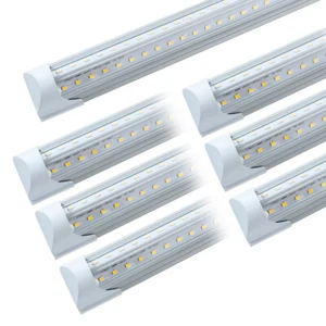 2FT 6 Pack LED Shop Light T8 Linkable Ceiling Tube Fixture 24W Daylight V Shape - Picture 1 of 10