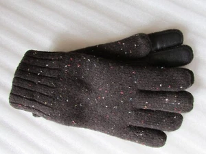 UGG Smart Gloves Wool Blend Speckled Knit Leather Palm New $95 - Picture 1 of 24
