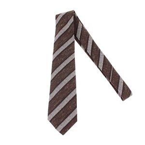Kiton NWOT Silk/Wool/Linen Blend Seven Fold Neck Tie in Brown/White Stripes