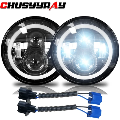 2PCS Fit chevrolet P10 P20 P30 Van 7"inch Round LED Headlights Hi-Low Beam w/DRL - Image 1 of 4