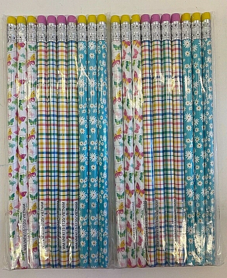 20(2包10件)复活节春季铅笔课堂奖励蝴蝶花  — 第 1/1 张图片