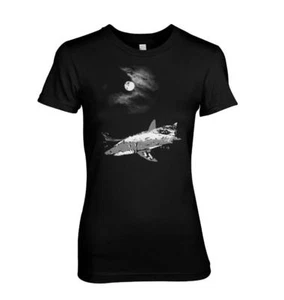 Great White Shark - moonlight - 2 colour screen printed shark ladies T-Shirt - Picture 1 of 2